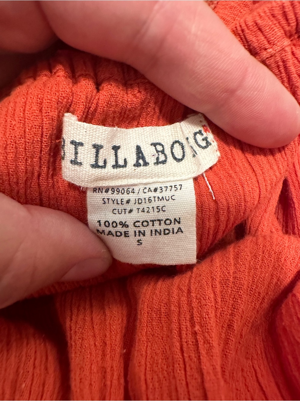 Billabong Red-Orange Off-Shoulder Midi Dress Boho Size Small Women’s - Picture 13 of 13